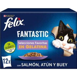 Purina Felix Fantastic Selecciones Favoritas en Gelatina - Comida para Gato Humeda - 12x85g
