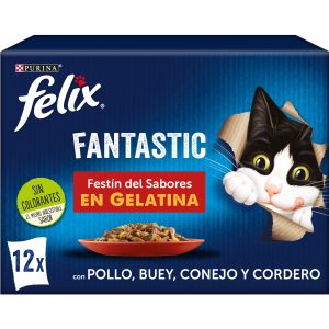 Purina Felix Fantastic Festín de Sabores en Gelatina - Comida para Gato Humeda - 12x85g