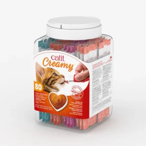 Catit Creamy Snacks Para Gatos - Bote de 80 Tubos x 10 g