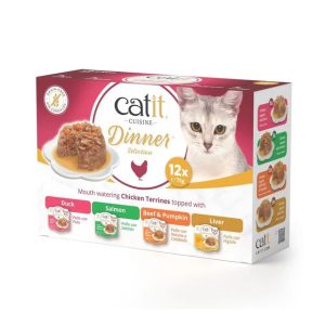 Catit Cuisine Dinner Pollo Pack Variado - Comida Humeda para Gatos - 12 x 75 g
