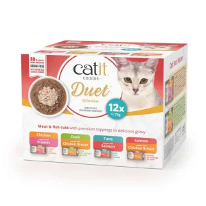 Catit Cuisine Duet Pack Variado - Duo de Carne con Toppings para Gatos - 12 x 75 g