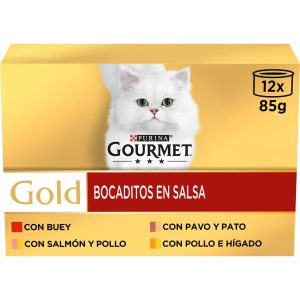 Purina Gourmet Gold Bocaditos en  Salsa Pack Surtido - Comida Humeda para Gato - 12x85 g