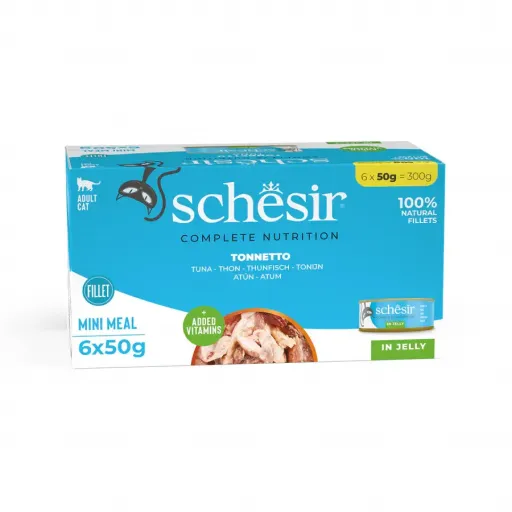Schesir Gelatina Atun Multipack - Comida Humeda para Gatos - 6 x 50 Gr