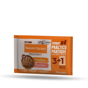 Nature's Variety Multipack Bocaditos en Salsa para Gatos de Pollo (2 Ud) y Salmon (2 Ud) - 4x85 g