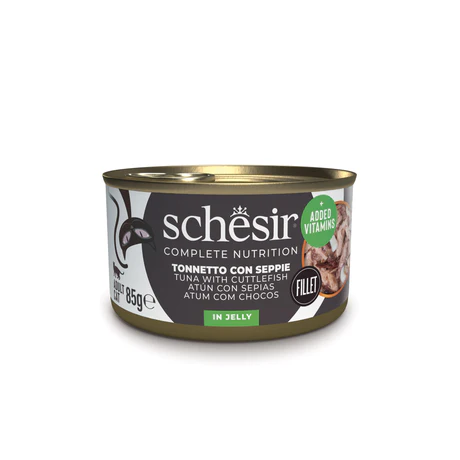 Schesir Atun con Sepia en Gelatina - Comida Humeda Completa para Gatos - 85 g