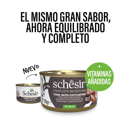 Schesir Atun con Sepia en Gelatina - Comida Humeda Completa para Gatos - 85 g - Imagen 2