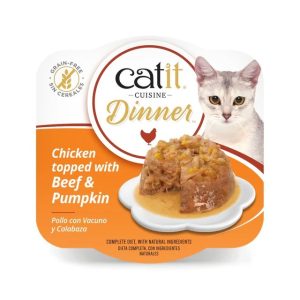 Catit Cuisine Dinner Pollo con Vacuno y Calabaza - Comida Humeda para Gatos - 75 g