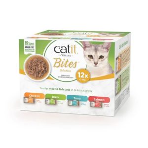 Catit Cuisine Bites Pack Variado - Trocitos de Carne en Salsa para Gatos - 12 x 75 g