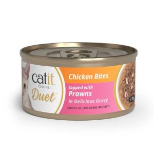 Catit Cuisine Duet Pollo con Gambas - Duo de Carne con Toppings para Gatos - 75 g