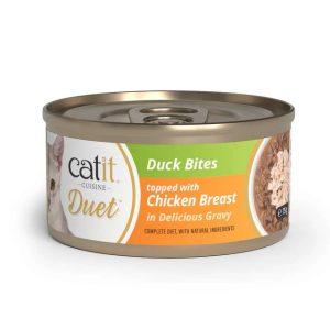 Catit Cuisine Duet Pato con Pollo - Duo de Carne con Toppings para Gatos - 75 g