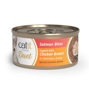 Catit Cuisine Duet Salmon con Pollo - Duo de Carne con Toppings para Gatos - 75 g