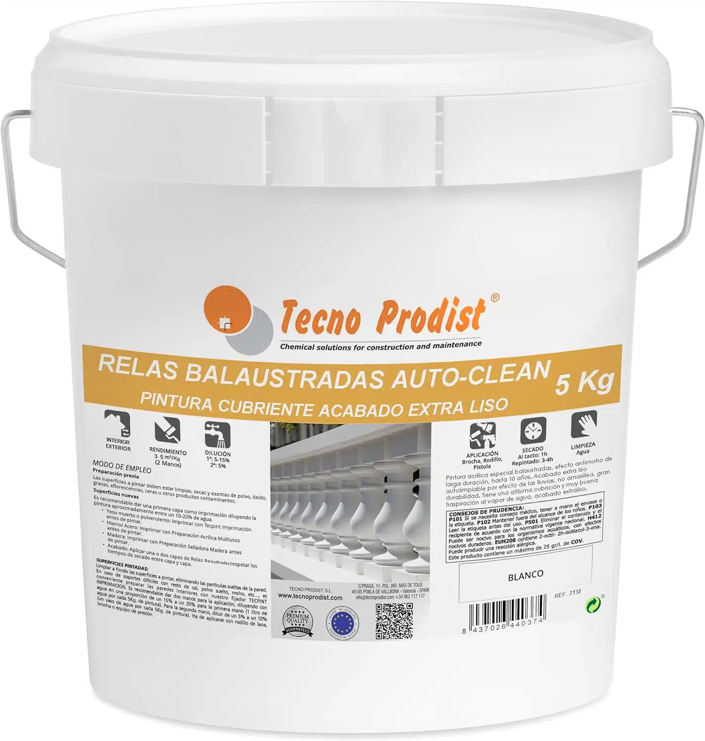 TECNO PRODIST Relas Balaustradas Autoclean - Pintura para Balaustrada, Autolimpiable