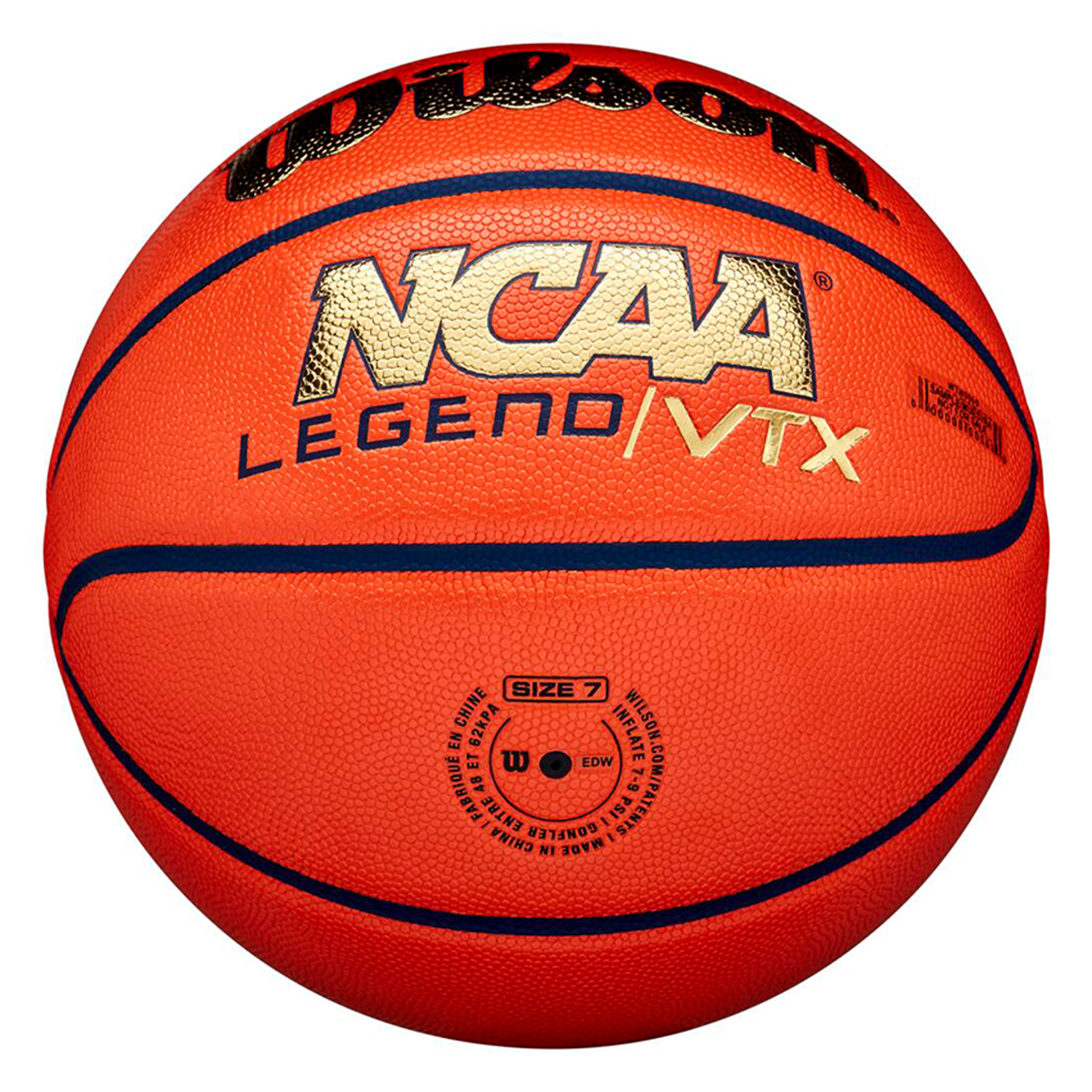 BALÓN BALONCESTO WILSON NCAA LEGEND VTX BSKT ORANGE/GOLD TALLA 7 - Imagen 3