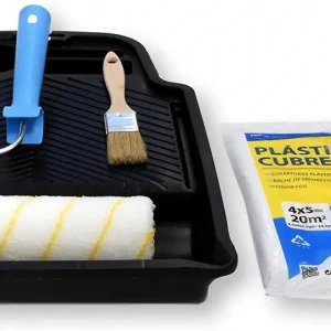 TECNO PRODIST Kit Pintura Interior de Tecno Prodist – Rodillo Antigoteo Calidad – Cubeta Plana – Rodillo 22 Cm – Cubre Todo – Pincel
