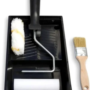 TECNO PRODIST Kit Esmalte de Tecno Prodist – 2 Rodillos 11CM de Pintura Antigoteo para Esmaltar, con Cubeta y Pincel – Lacar Metal o Madera