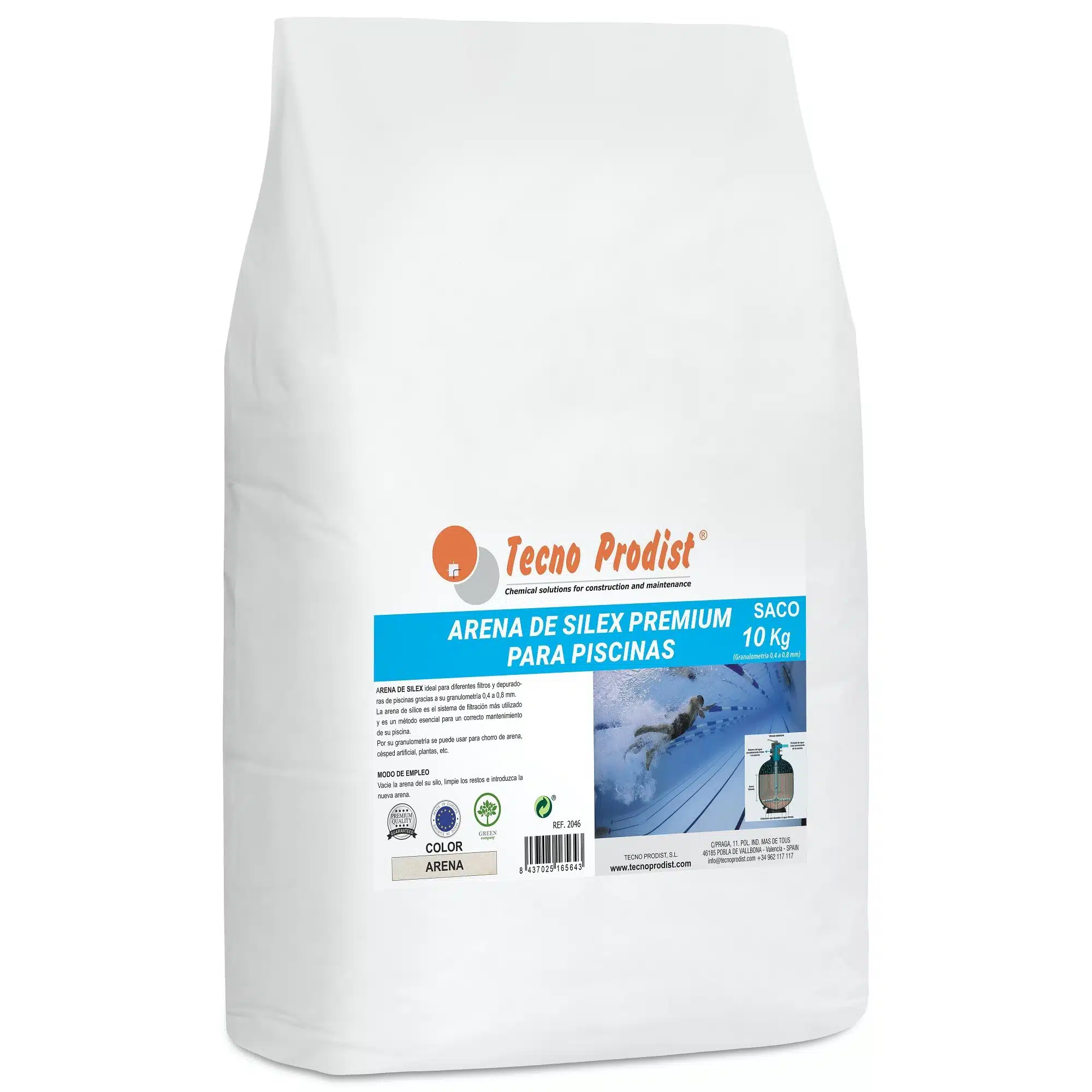 TECNO PRODIST Arena de Silex Premium - Arena para Filtro de Piscina y Depuradoras