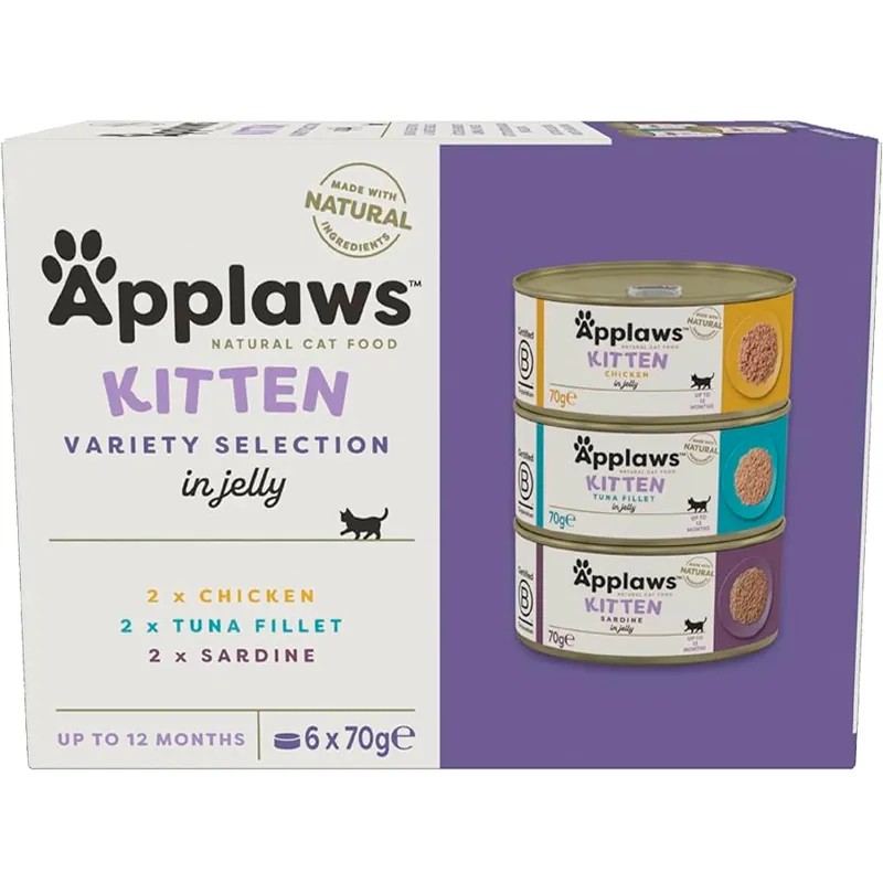 Applaws Multipack Lata Kitten en Gelatina - Comida Húmeda para Gatos - 6 x 70 g