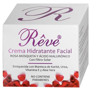 Reve Crema Hidratante Facial con Rosa Mosqueta, Vitamina E, Ácido Hialurónico, Fps15, Regeneradora Celular – 50 Ml