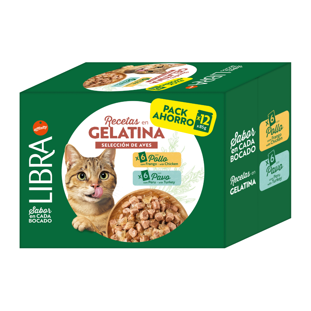 Libra Recetas en Gelatina - Selección Aves - 6 Pollo y 6 Pavo (1,02 Kg)