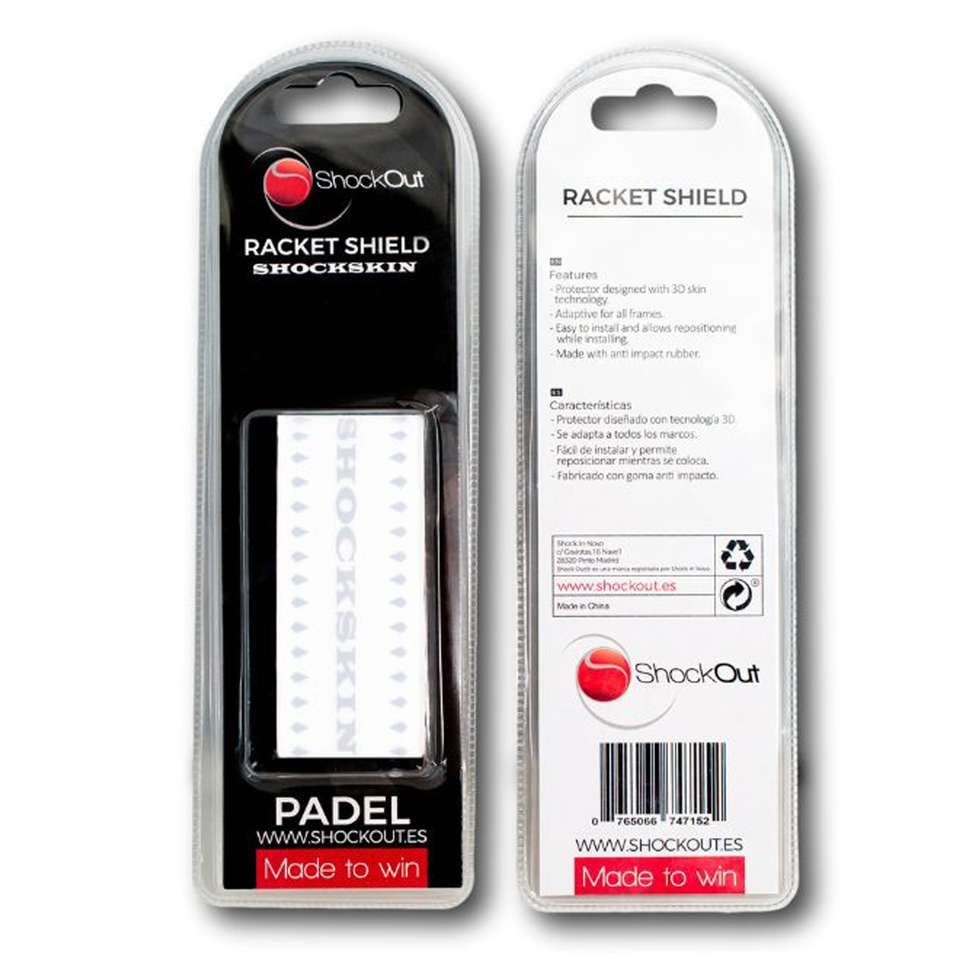 PROTECTOR DE PALA DE PÁDEL SHOCKOUT SHOCKSKIN TRANSPARENTE - Imagen 2