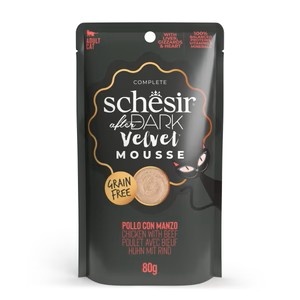 Schesir After Dark Mousse de Pollo con Ternera - Comida Humeda Completa para Gatos - 80 g