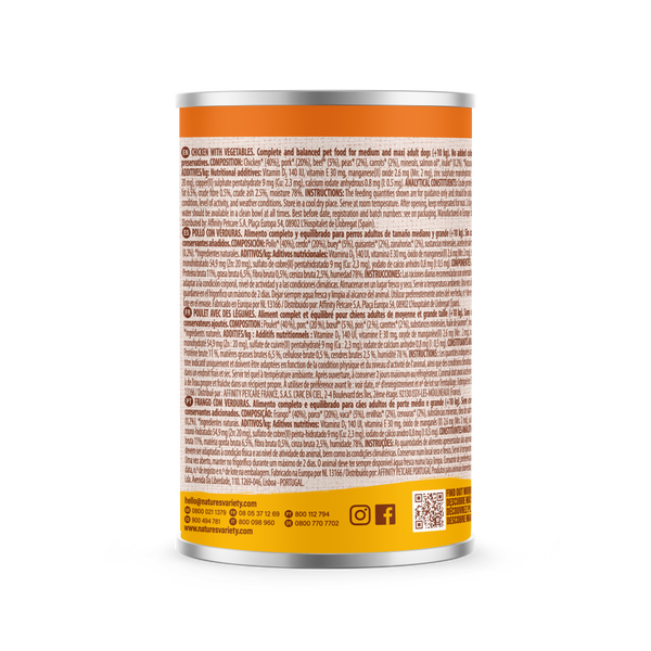 Nature's Variety Paté de Pollo con Verduras para Perros Adultos Medium/Maxi - 400 g - Imagen 2