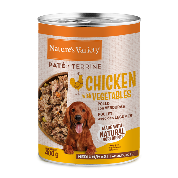 Nature's Variety Paté de Pollo con Verduras para Perros Adultos Medium/Maxi - 400 g