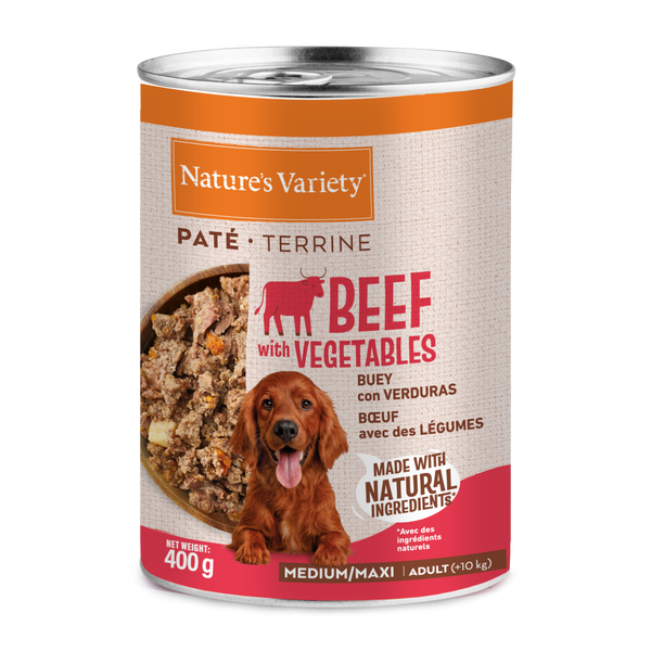 Nature's Variety Paté de Buey con Verduras para Perros Adultos Medium/Maxi - 400 g