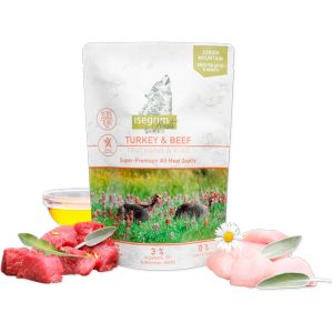 Isegrim Pavo + Ternera con Boniato - Alimento Humedo para Perros Junior de Pavo y Ternera - 410 g