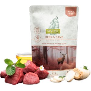 Isegrim Ciervo + Gamo con Perejil - Alimento Humedo para Perros de Ciervo y Gamo - 410 g