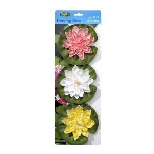 Aquagarden Floating Water Mix - Lirios de Diferentes Colores Flotante para Estanques - 3 Ud
