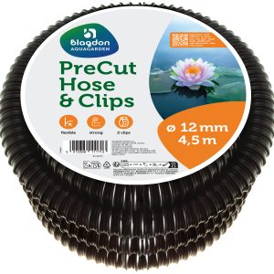 Blagdon Aquagarden PreCut Hose & Clips S (4,5m x 12mm) - Manguera flexible estanques de 4,5 m (12 mm) orificio liso y abrazaderas de seguridad.